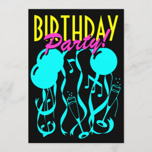 Plantilla de neón de las invitaciones de la fiesta