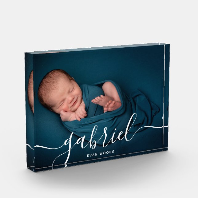 Plantilla de nombre de bebé de foto personalizado  (Izquierda)