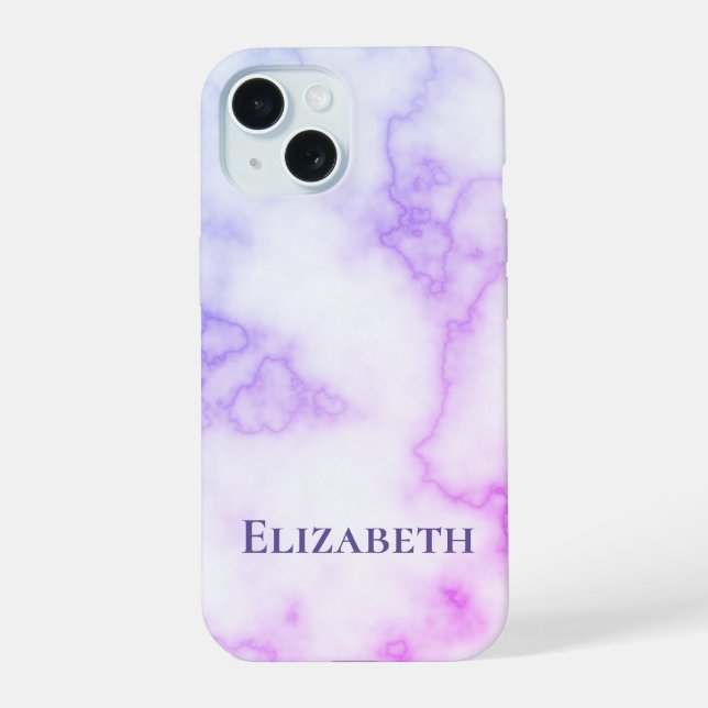 Plantilla de nombre de mármol azul y púrpura elega (Reverso )
