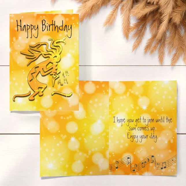 Plantilla de notas musicales de Merrymaker Kokopel (Cover and inside greeting template Kokopelli )