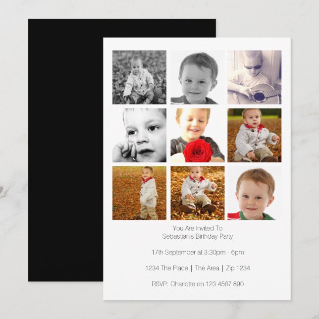 Plantilla de nueve fotos personalizadas de uso múl (Anverso / Reverso)