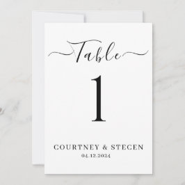 Plantilla de número de mesa de boda: Caligrafía de