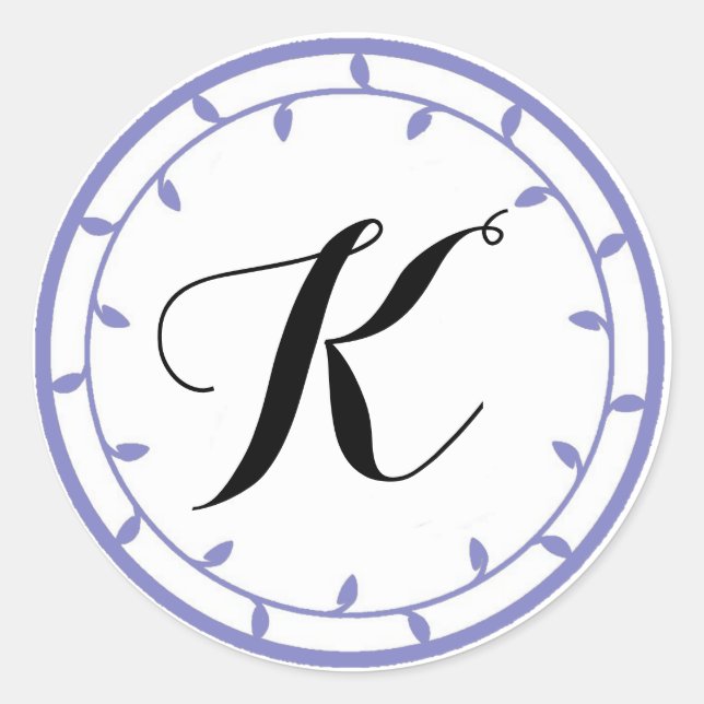 Plantilla de Pegatina de monograma de lavanda (Anverso)
