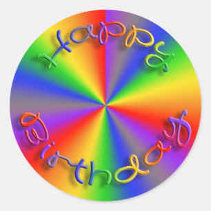 Plantilla de Pegatinas del arcoiris feliz cumpleañ