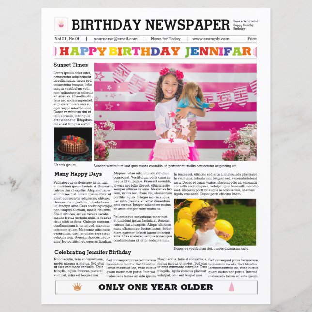 Plantilla de periódico de cumpleaños (Anverso)