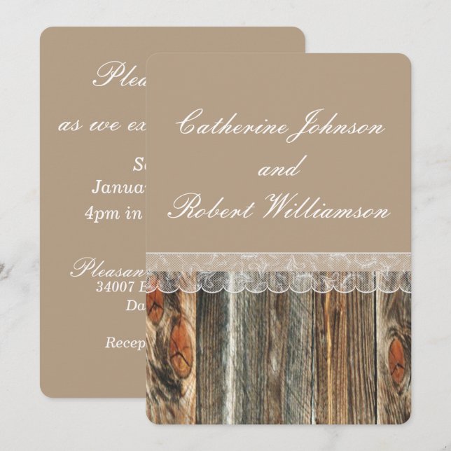 Plantilla de Personalizado de bodas de barnwood y  (Anverso / Reverso)