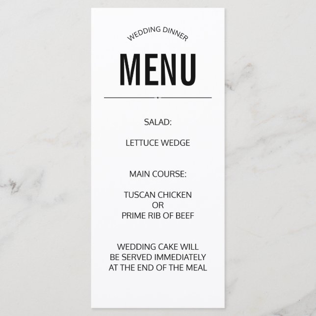 plantilla de personalizado de menú boda simple neg (Anverso)