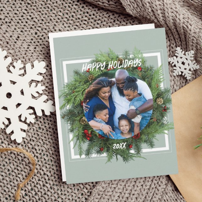 Plantilla de Personalizado de tarjetas de vacacion (Family Holiday Card Custom Christmas Message)
