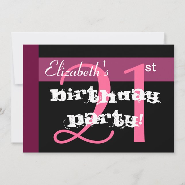 Plantilla de Personalizado rosa Fiesta de cumpleañ (Anverso)