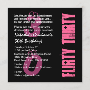 Plantilla de PInk blanco negro de 30 cumpleaños
