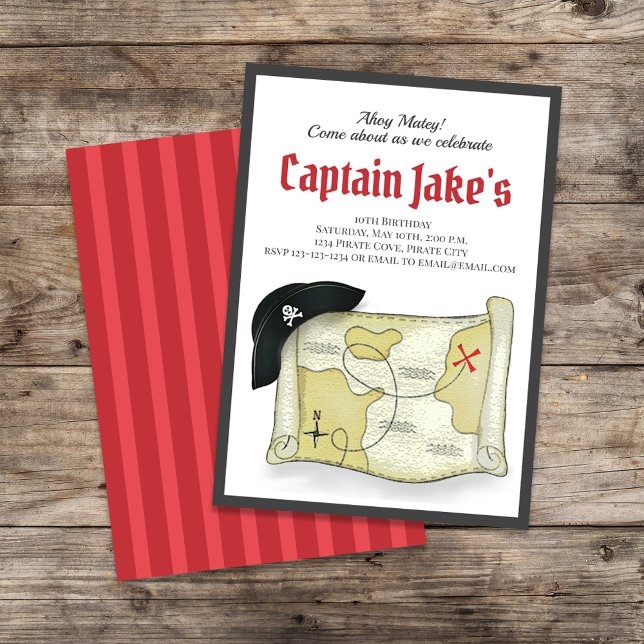 Plantilla de piratas Guay Fiesta de cumpleaños par (Pirate birthday party invitation template. )