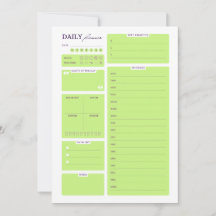 Plantilla de planificador diario minimalista verde