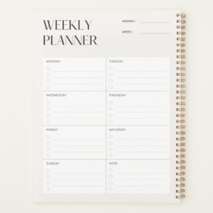 Plantilla de planificador semanal mínima de crema