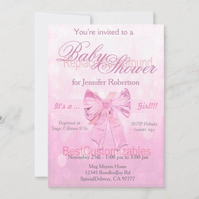 Plantilla de plegado rosado Baby Shower (Anverso)