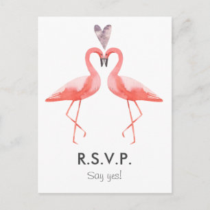 Plantilla de postal de Flamingos Tropical Wedding 
