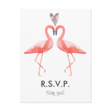 Plantilla de postal de Flamingos Tropical Wedding
