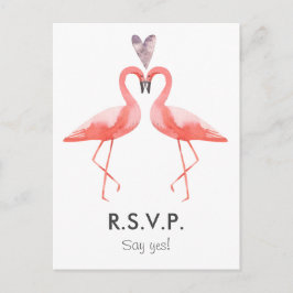 Plantilla de postal de Flamingos Tropical Wedding