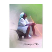Plantilla de postal - Mujer haitiana negra sentada