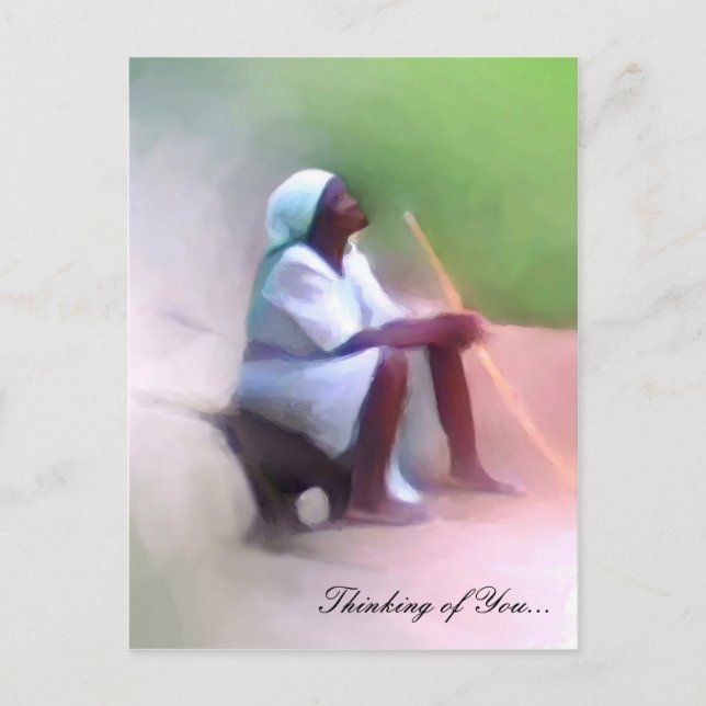 Plantilla de postal - Mujer haitiana negra sentada (Anverso)
