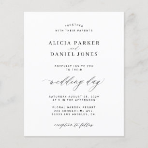 Plantilla de presupuesto invitación de boda negro