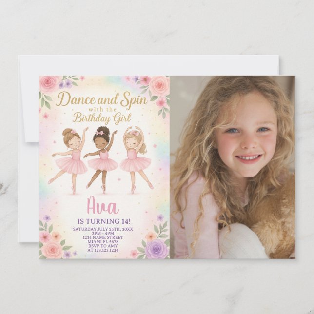 Plantilla de princesa de ballet personalizado con  (Anverso)