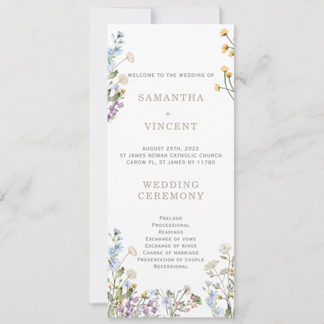 Plantilla de Programa Boho de Flores Silvestres Pe (Anverso)