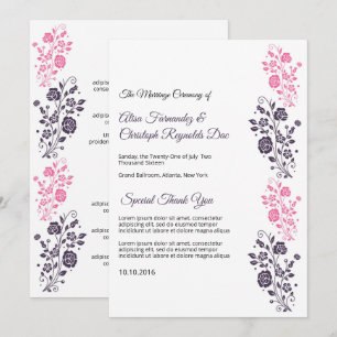 Plantilla de programa de abanico de boda floral