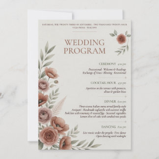 Plantilla de Programa de Boda | Boda Floral Elegan
