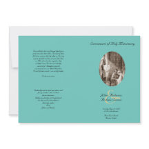 Plantilla de programa de boda católico plegado azu