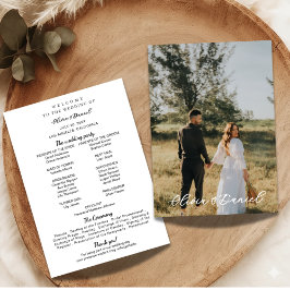 Plantilla de Programa de Boda con Foto Moderna y E