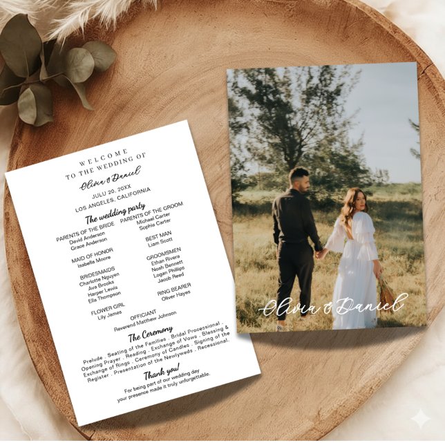 Plantilla de Programa de Boda con Foto Moderna y E (Subido por el creador)