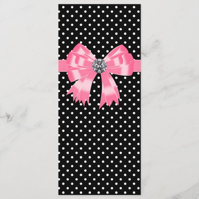 Plantilla de programa de boda con lunares negros r (Anverso)