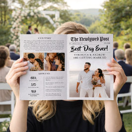 Plantilla de Programa de Boda de Periódico Editabl