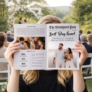 Plantilla de Programa de Boda de Periódico Editabl