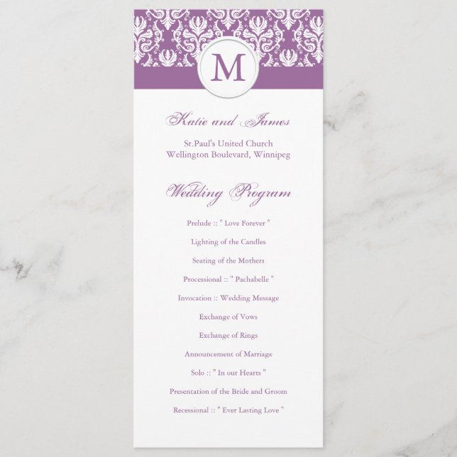 Plantilla de programa de boda elegante (Anverso)