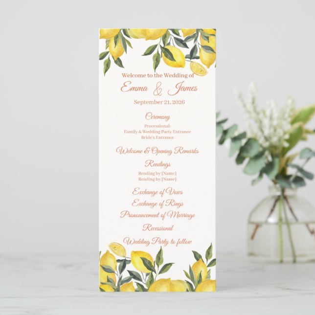 Plantilla de programa de boda personalizado de lim (Anverso de pie)