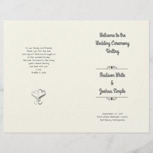 Plantilla de programa de boda plegada de corazón d