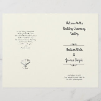 Plantilla de programa de boda plegada de corazón d