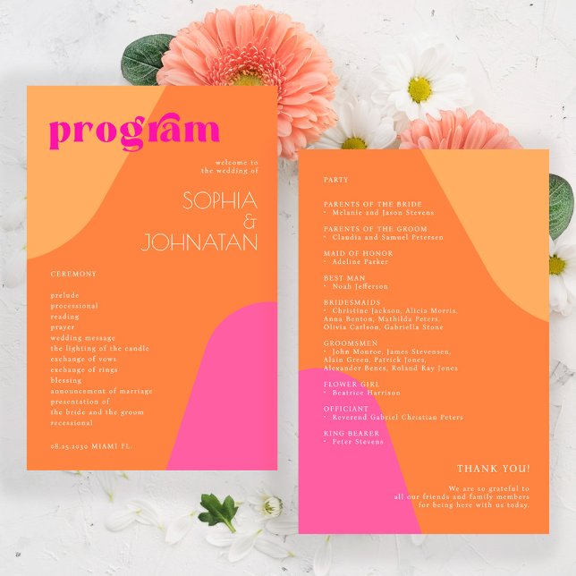 Plantilla de programa de boda retro moderno de pre (Subido por el creador)