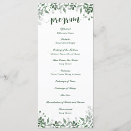 Plantilla de programa de bodas de verde