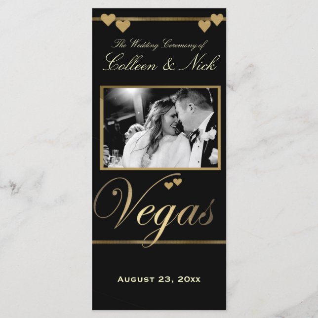 Plantilla de programa de casamiento de Vegas (Anverso)
