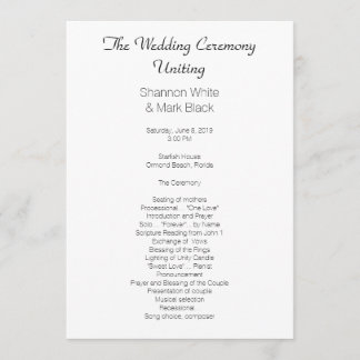 Plantilla de programa de casamiento plano blanco y