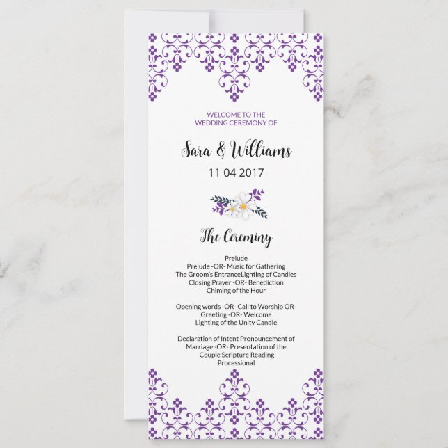 Plantilla de Programa de Ceremonia de Boda (Anverso)