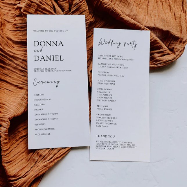 Plantilla de programa de ceremonias Bodas modernas (Modern Wedding Ceremony Program Template)