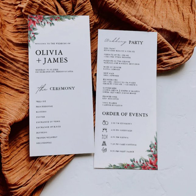 Plantilla de programa de ceremonias de Boda de nav (Christmas Wedding Ceremony Program Template)
