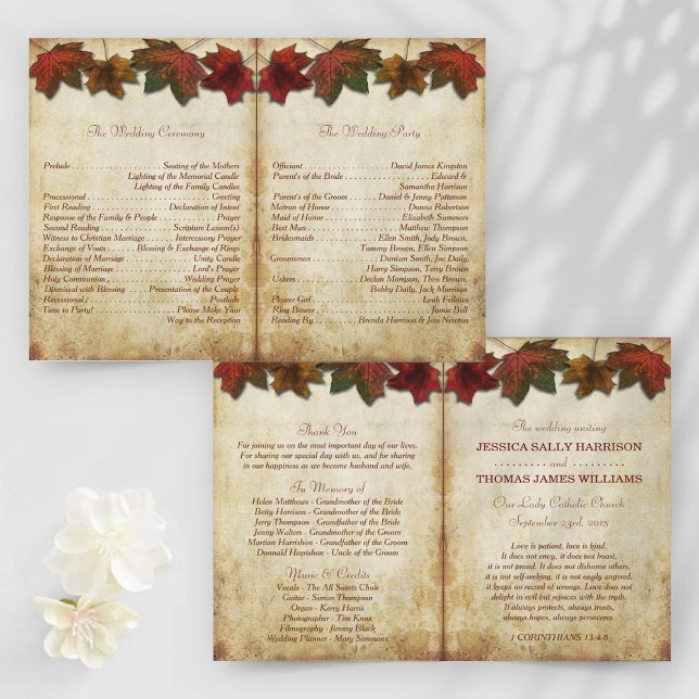Plantilla de programa de doble plegado de Boda (Subido por el creador)