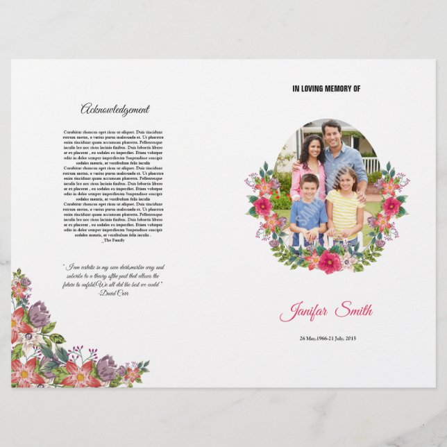 Plantilla de Programa de Funeral de Memorial (Frente)