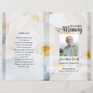 Plantilla de programa de funeral floral blanco