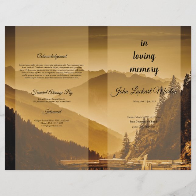 Plantilla de programa de funeral imprimible (Frente)