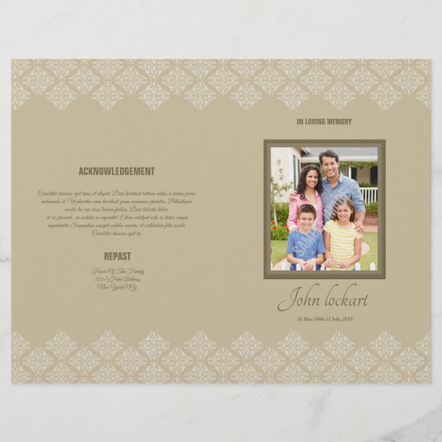 Plantilla de Programa de Funeral Imprimible (Frente)